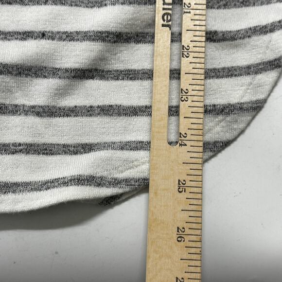 Banana Republic Hoodie Womens Size M Gray White Striped Lightweight VNeck STAINS - Picture 6 of 10